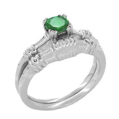 Antique Jewelry Mall Art Deco Hearts and Clovers Emerald Engagement Ring in 14 Karat White Gold Rings Antique Jewelry Mall Art Deco Hearts and Clovers Emerald Engagement Ring in 14 Karat White Gold Rings