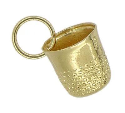 Antique Jewelry Mall Charm Necklaces Antique Mini Thimble Charm in 14 Karat Yellow Gold Antique Jewelry Mall Charm Necklaces Antique Mini Thimble Charm in 14 Karat Yellow Gold