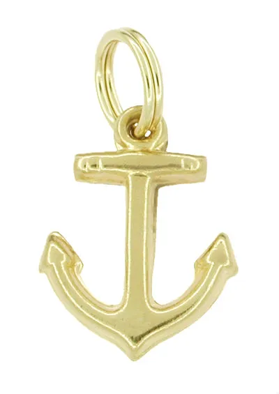 Antique Jewelry Mall Charm Necklaces Little Anchor Charm in 10K Yellow Gold