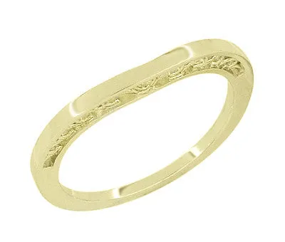 Antique Jewelry Mall Filigree Scrolls Heart Curved Wedding Band in 14K Yellow Gold Rings Antique Jewelry Mall Filigree Scrolls Heart Curved Wedding Band in 14K Yellow Gold Rings