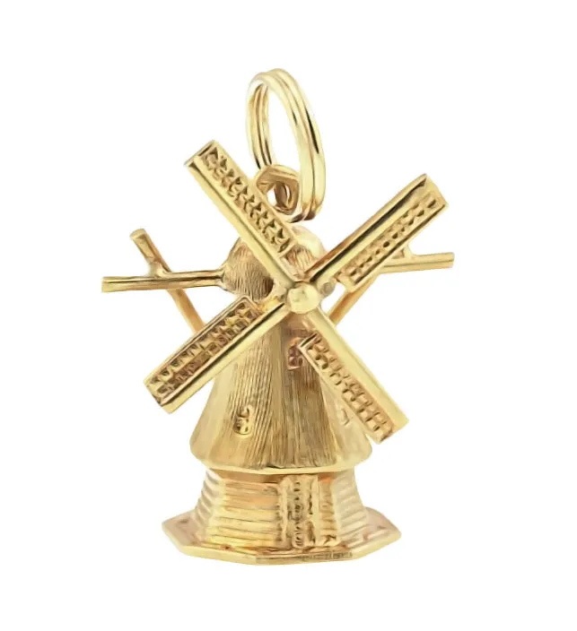 Antique Jewelry Mall Moveable Vintage Windmill Charm in 14 Karat Yellow Gold Charm Necklaces Antique Jewelry Mall Moveable Vintage Windmill Charm in 14 Karat Yellow Gold Charm Necklaces
