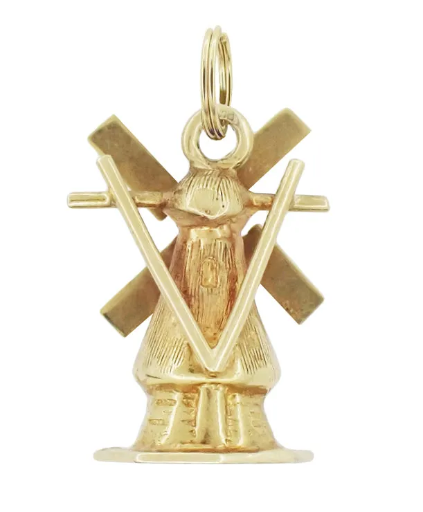 Antique Jewelry Mall Moveable Vintage Windmill Charm in 14 Karat Yellow Gold Charm Necklaces Antique Jewelry Mall Moveable Vintage Windmill Charm in 14 Karat Yellow Gold Charm Necklaces