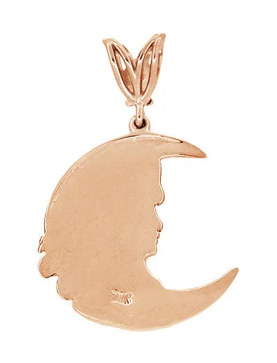 Antique Jewelry Mall Necklaces Moon Girl Art Nouveau Diamond Pendant in 14 Karat Rose Gold Antique Jewelry Mall Necklaces Moon Girl Art Nouveau Diamond Pendant in 14 Karat Rose Gold