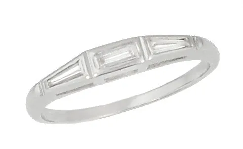 Antique Jewelry Mall Rings 1950s Design Three Stone Tapered Baguette Diamond Wedding Band in White Gold 14K or 18K 070 Carat Total Antique Jewelry Mall Rings 1950s Design Three Stone Tapered Baguette Diamond Wedding Band in White Gold 14K or 18K 070 Carat Total