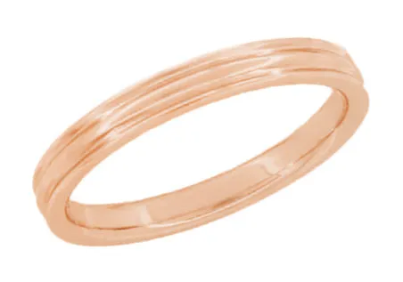 Antique Jewelry Mall Rings 4mm Retro Moderne Double Grooved Wedding Band in 14K Rose Gold Antique Jewelry Mall Rings 4mm Retro Moderne Double Grooved Wedding Band in 14K Rose Gold