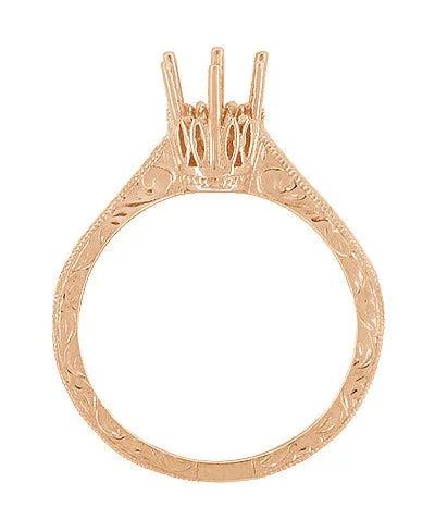 Antique Jewelry Mall Rings Art Deco 14 Carat Crown Filigree Scrolls Engagement Ring Setting in 14 Karat Rose Gold Antique Jewelry Mall Rings Art Deco 14 Carat Crown Filigree Scrolls Engagement Ring Setting in 14 Karat Rose Gold