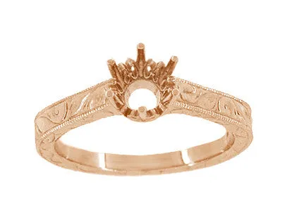 Antique Jewelry Mall Rings Art Deco 14 Carat Crown Filigree Scrolls Engagement Ring Setting in 14 Karat Rose Gold Antique Jewelry Mall Rings Art Deco 14 Carat Crown Filigree Scrolls Engagement Ring Setting in 14 Karat Rose Gold