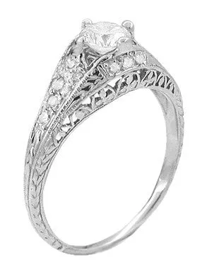 Antique Jewelry Mall Rings Art Deco Ansonia Filigree Diamond Engagement Ring in Platinum Antique Jewelry Mall Rings Art Deco Ansonia Filigree Diamond Engagement Ring in Platinum
