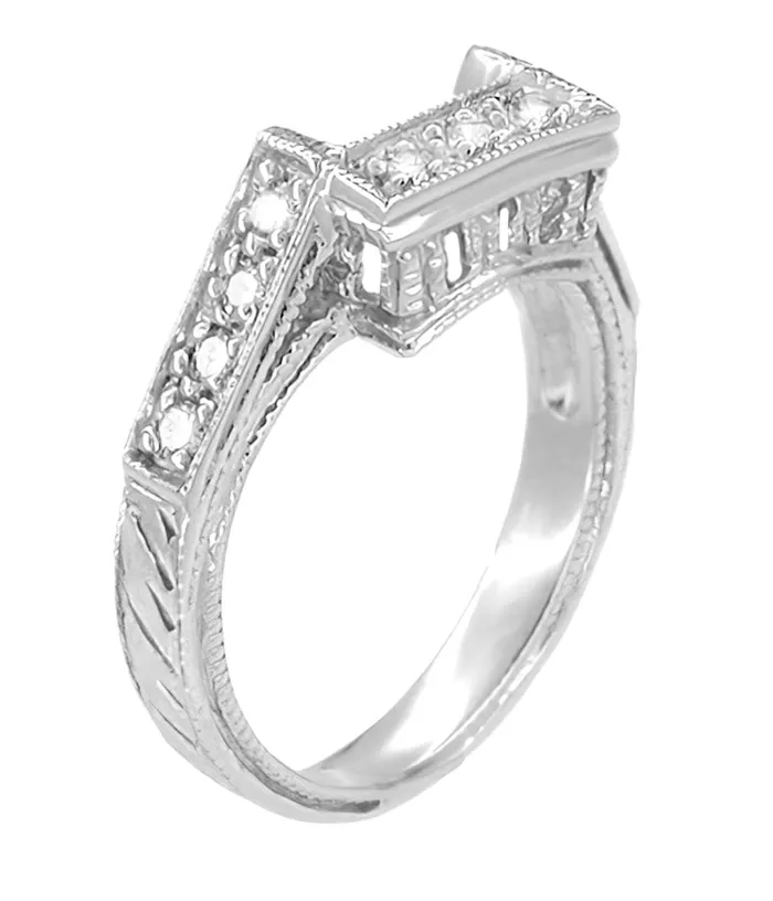 Antique Jewelry Mall Rings Art Deco Diamonds Filigree Companion Wedding Ring in Platinum Antique Jewelry Mall Rings Art Deco Diamonds Filigree Companion Wedding Ring in Platinum