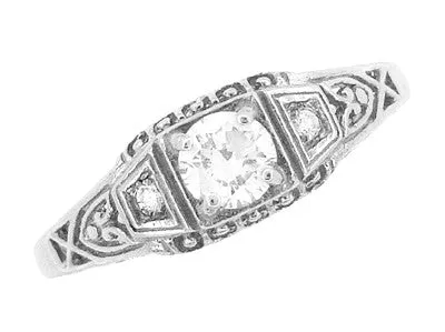 Antique Jewelry Mall Rings Art Deco Filigree Diamond Engagement Ring in 14 Karat White Gold Antique Jewelry Mall Rings Art Deco Filigree Diamond Engagement Ring in 14 Karat White Gold