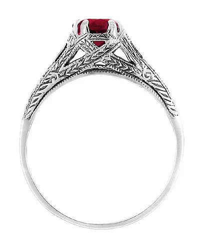 Antique Jewelry Mall Rings Art Deco Filigree Engraved Ruby Promise Ring in Sterling Silver Antique Jewelry Mall Rings Art Deco Filigree Engraved Ruby Promise Ring in Sterling Silver
