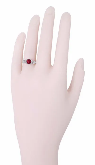 Antique Jewelry Mall Rings Art Deco Filigree Engraved Ruby Promise Ring in Sterling Silver Antique Jewelry Mall Rings Art Deco Filigree Engraved Ruby Promise Ring in Sterling Silver