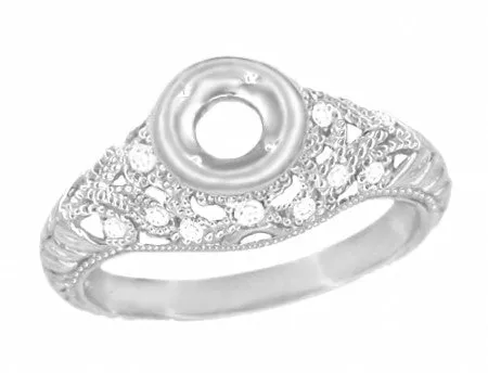 Antique Jewelry Mall Rings Art Deco Filigree Platinum Engagement Ring Setting for a 14 13 Carat Diamond Antique Jewelry Mall Rings Art Deco Filigree Platinum Engagement Ring Setting for a 14 13 Carat Diamond
