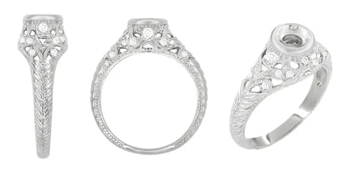 Antique Jewelry Mall Rings Art Deco Filigree Platinum Engagement Ring Setting for a 14 13 Carat Diamond Antique Jewelry Mall Rings Art Deco Filigree Platinum Engagement Ring Setting for a 14 13 Carat Diamond