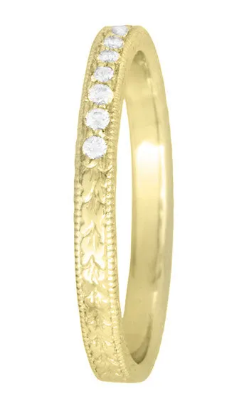 Antique Jewelry Mall Rings Art Deco Vintage Engraved Wheat Yellow Gold Diamond Wedding Band Antique Jewelry Mall Rings Art Deco Vintage Engraved Wheat Yellow Gold Diamond Wedding Band