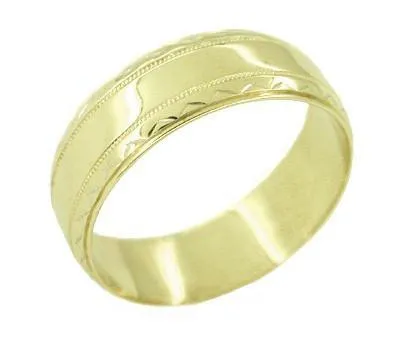 Antique Jewelry Mall Rings Estate Mens Edge Engraved Wedding Band Ring in 14 Karat Gold Antique Jewelry Mall Rings Estate Mens Edge Engraved Wedding Band Ring in 14 Karat Gold