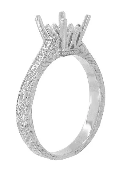 Antique Jewelry Mall Rings Platinum Carved Scrolls Art Deco 150 175 Carat Filigree Castle Solitaire Engagement Ring Mounting Antique Jewelry Mall Rings Platinum Carved Scrolls Art Deco 150 175 Carat Filigree Castle Solitaire Engagement Ring Mounting