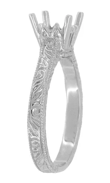 Antique Jewelry Mall Rings Platinum Carved Scrolls Art Deco 150 175 Carat Filigree Castle Solitaire Engagement Ring Mounting Antique Jewelry Mall Rings Platinum Carved Scrolls Art Deco 150 175 Carat Filigree Castle Solitaire Engagement Ring Mounting