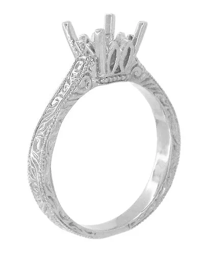 Antique Jewelry Mall Rings Platinum Carved Scrolls Art Deco 150 175 Carat Filigree Castle Solitaire Engagement Ring Mounting Antique Jewelry Mall Rings Platinum Carved Scrolls Art Deco 150 175 Carat Filigree Castle Solitaire Engagement Ring Mounting