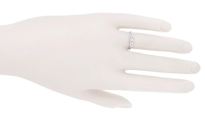 Antique Jewelry Mall Rings Retro Moderne Filigree Scalloped Diamond Wedding Band in White Gold Antique Jewelry Mall Rings Retro Moderne Filigree Scalloped Diamond Wedding Band in White Gold