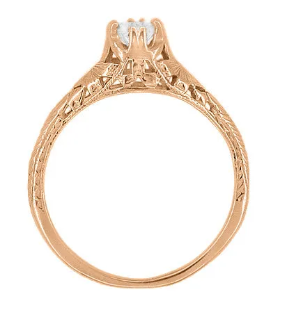 Antique Jewelry Mall Rings Rose Gold Art Deco Engraved Filigree Flowers and Wheat 043 Carat Old Diamond Engagement Ring Antique Jewelry Mall Rings Rose Gold Art Deco Engraved Filigree Flowers and Wheat 043 Carat Old Diamond Engagement Ring
