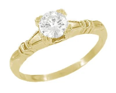 Art Deco Clovers and Hearts Yellow Gold Solitaire White Sapphire Engagement Ring Antique Jewelry Mall Rings Art Deco Clovers and Hearts Yellow Gold Solitaire White Sapphire Engagement Ring Antique Jewelry Mall Rings
