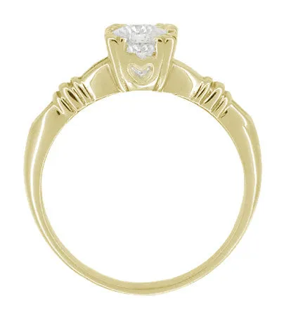 Art Deco Clovers and Hearts Yellow Gold Solitaire White Sapphire Engagement Ring Antique Jewelry Mall Rings Art Deco Clovers and Hearts Yellow Gold Solitaire White Sapphire Engagement Ring Antique Jewelry Mall Rings