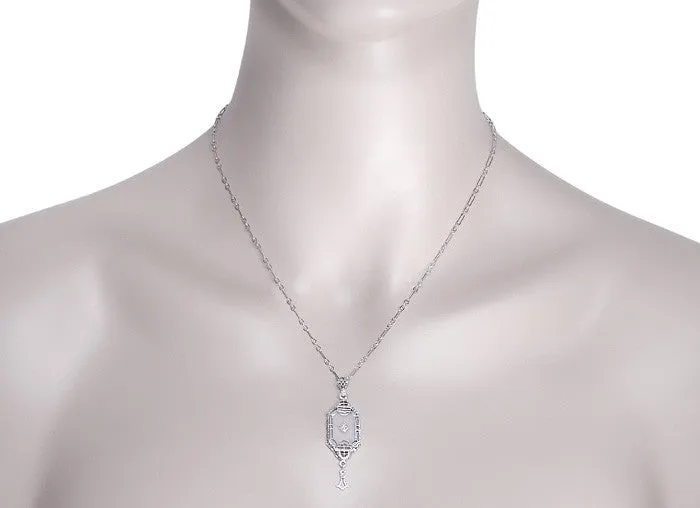 Art Deco Starburst Crystal Diamond Drop Pendant Necklace in Sterling Silver Antique Jewelry Mall Necklaces Art Deco Starburst Crystal Diamond Drop Pendant Necklace in Sterling Silver Antique Jewelry Mall Necklaces