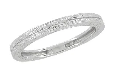 Art Deco Wedding Ring Platinum with Wheat Engraving Antique Jewelry Mall Rings Art Deco Wedding Ring Platinum with Wheat Engraving Antique Jewelry Mall Rings