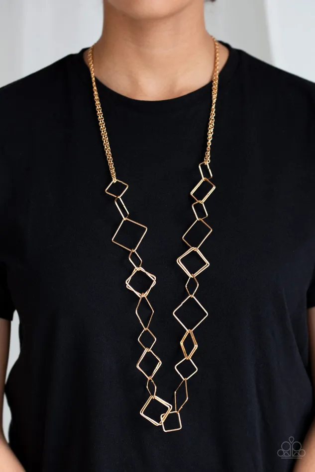 Backed Into A Corner Paparazzi Gold Square Link Long Chain Necklace Paparazzi Accessories Necklaces Backed Into A Corner Paparazzi Gold Square Link Long Chain Necklace Paparazzi Accessories Necklaces
