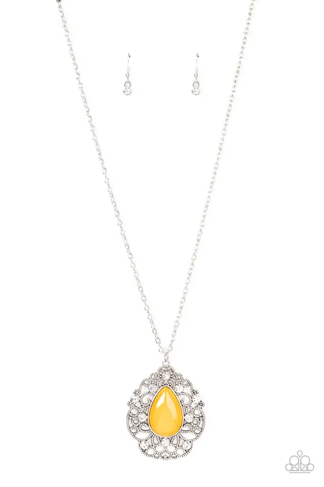 Bewitched Beam Yellow Cats Eye Silver Long Necklace Paparazzi Paparazzi Accessories Necklaces Bewitched Beam Yellow Cats Eye Silver Long Necklace Paparazzi Paparazzi Accessories Necklaces