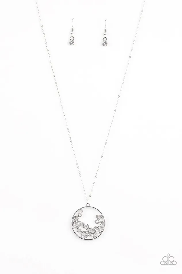 Call Me Cupid Paparazzi White Rhinestone Silver Heart Necklace Paparazzi Accessories Necklaces Call Me Cupid Paparazzi White Rhinestone Silver Heart Necklace Paparazzi Accessories Necklaces