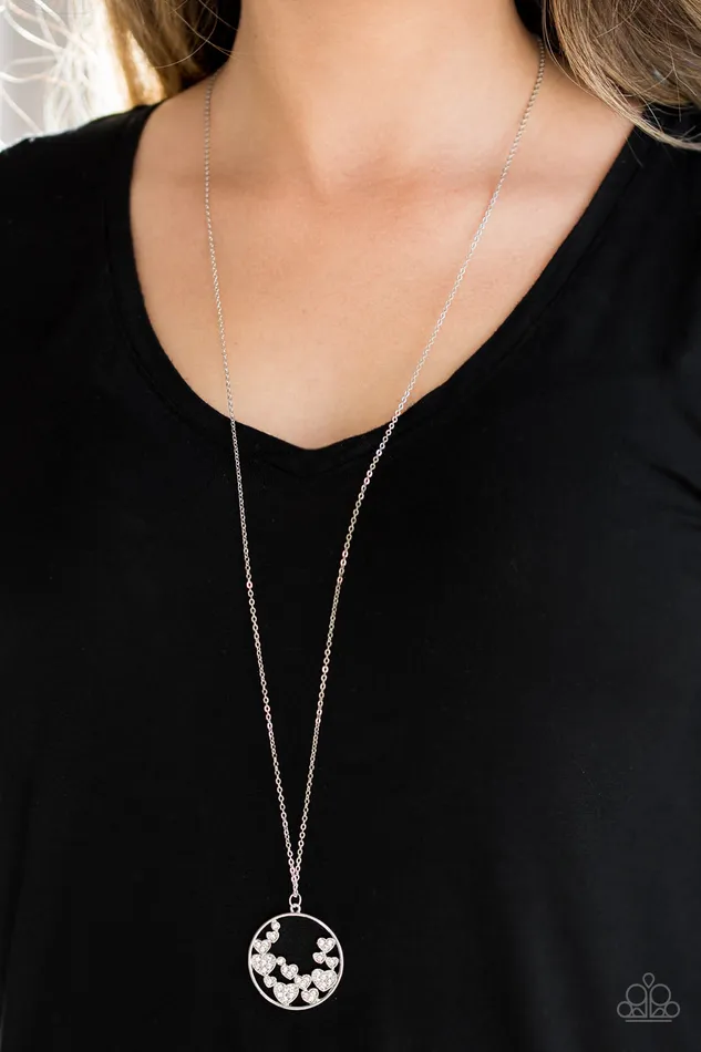 Call Me Cupid Paparazzi White Rhinestone Silver Heart Necklace Paparazzi Accessories Necklaces Call Me Cupid Paparazzi White Rhinestone Silver Heart Necklace Paparazzi Accessories Necklaces