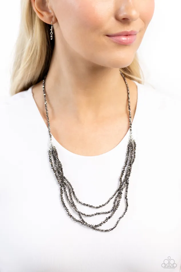 Candescent Cascade Silver Crystal Layered Necklace Paparazzi Paparazzi Accessories Necklaces