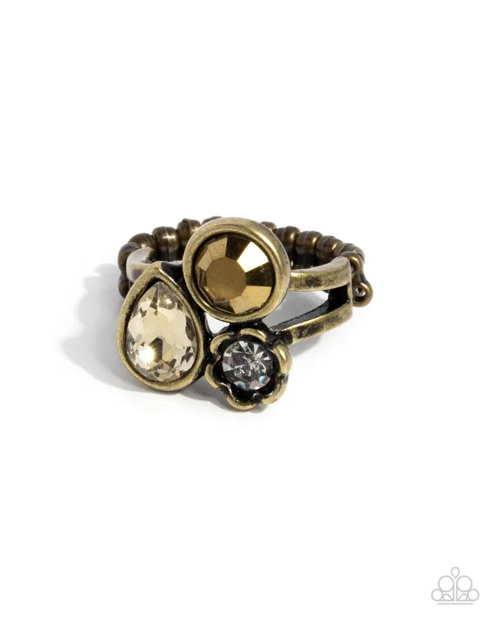 Candid Candidate Brass Aurum Gem Ring Paparazzi Paparazzi Accessories Rings