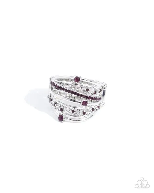 Captivating Crisscross Purple Rhinestone Silver Ring Paparazzi Paparazzi Accessories Rings Captivating Crisscross Purple Rhinestone Silver Ring Paparazzi Paparazzi Accessories Rings