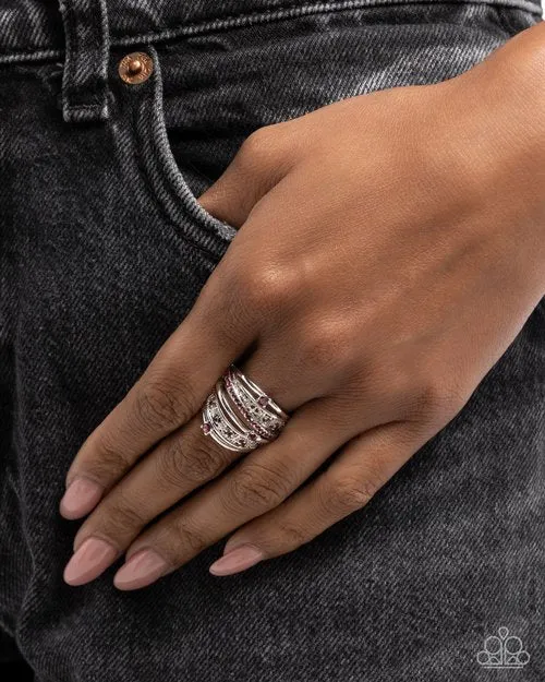 Captivating Crisscross Purple Rhinestone Silver Ring Paparazzi Paparazzi Accessories Rings