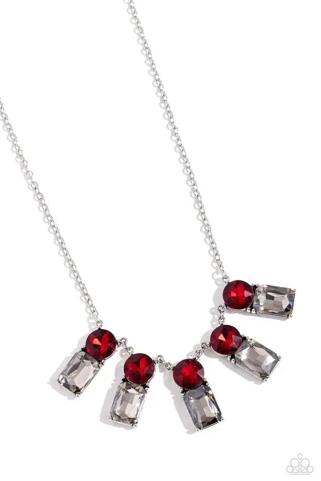 Celestial Royal Red and Smoky Gem Silver Short Necklace Paparazzi Paparazzi Accessories Necklaces Celestial Royal Red and Smoky Gem Silver Short Necklace Paparazzi Paparazzi Accessories Necklaces