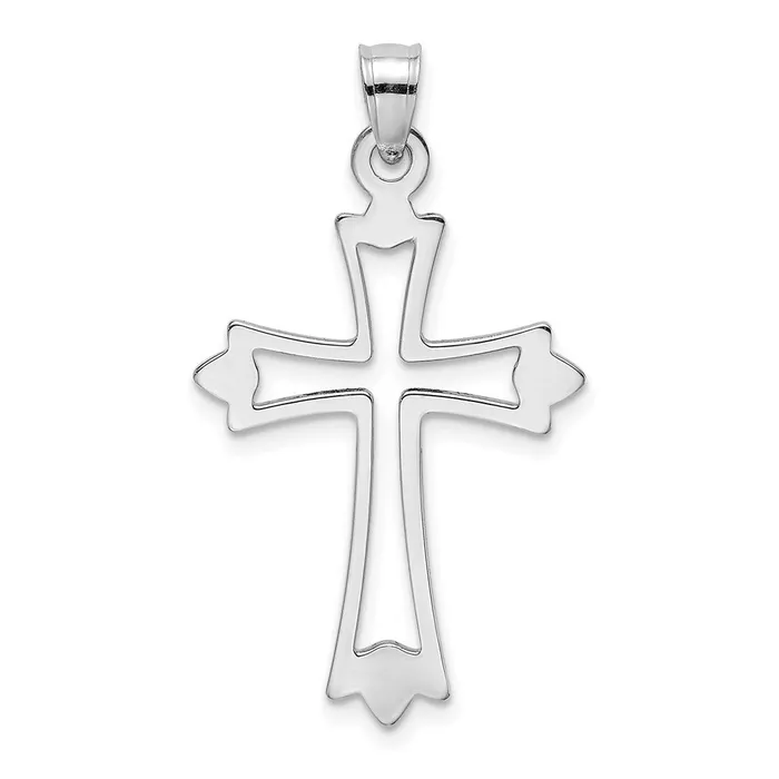 Charm Necklaces 10k White Gold 19 mm Polished CutOut Cross Charm 087 grams Qgold Charm Necklaces 10k White Gold 19 mm Polished CutOut Cross Charm 087 grams Qgold