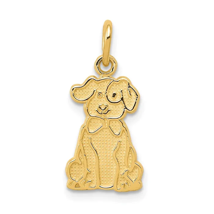 Charm Necklaces 10k Yellow Gold 10 mm Puppy Charm 07 grams Qgold