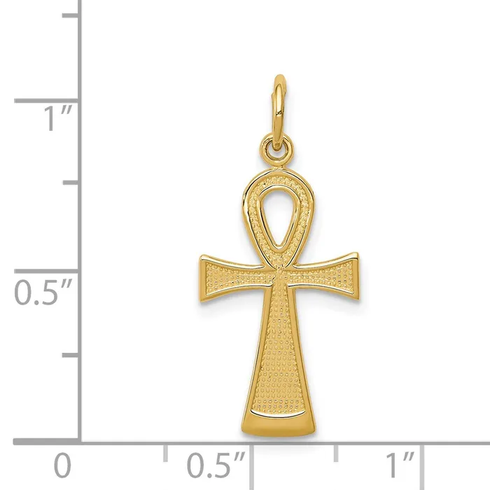 Charm Necklaces 14k Yellow Gold 12 mm Ankh Cross Charm 093 grams Qgold Charm Necklaces 14k Yellow Gold 12 mm Ankh Cross Charm 093 grams Qgold