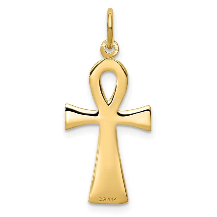 Charm Necklaces 14k Yellow Gold 12 mm Ankh Cross Charm 093 grams Qgold Charm Necklaces 14k Yellow Gold 12 mm Ankh Cross Charm 093 grams Qgold