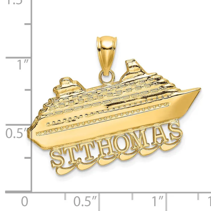 Charm Necklaces 14k Yellow Gold 317 mm ST THOMAS Cruise Ship Charm 347 grams Qgold Charm Necklaces 14k Yellow Gold 317 mm ST THOMAS Cruise Ship Charm 347 grams Qgold
