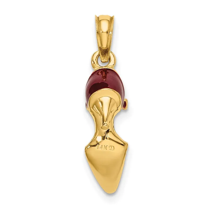 Charm Necklaces 14k Yellow Gold 54 mm 3D Maroon Enamel Closed Toe High Heel Charm 134 grams Qgold Charm Necklaces 14k Yellow Gold 54 mm 3D Maroon Enamel Closed Toe High Heel Charm 134 grams Qgold