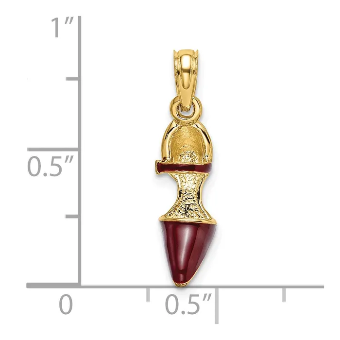 Charm Necklaces 14k Yellow Gold 54 mm 3D Maroon Enamel Closed Toe High Heel Charm 134 grams Qgold Charm Necklaces 14k Yellow Gold 54 mm 3D Maroon Enamel Closed Toe High Heel Charm 134 grams Qgold