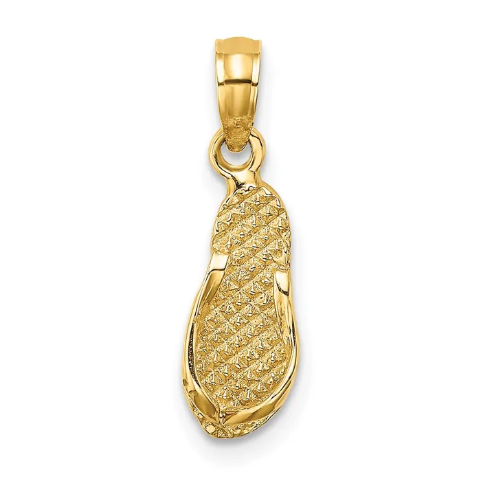 Charm Necklaces 14k Yellow Gold 56 mm 3D KEY WEST Flip Flop Charm 072 grams Qgold Charm Necklaces 14k Yellow Gold 56 mm 3D KEY WEST Flip Flop Charm 072 grams Qgold