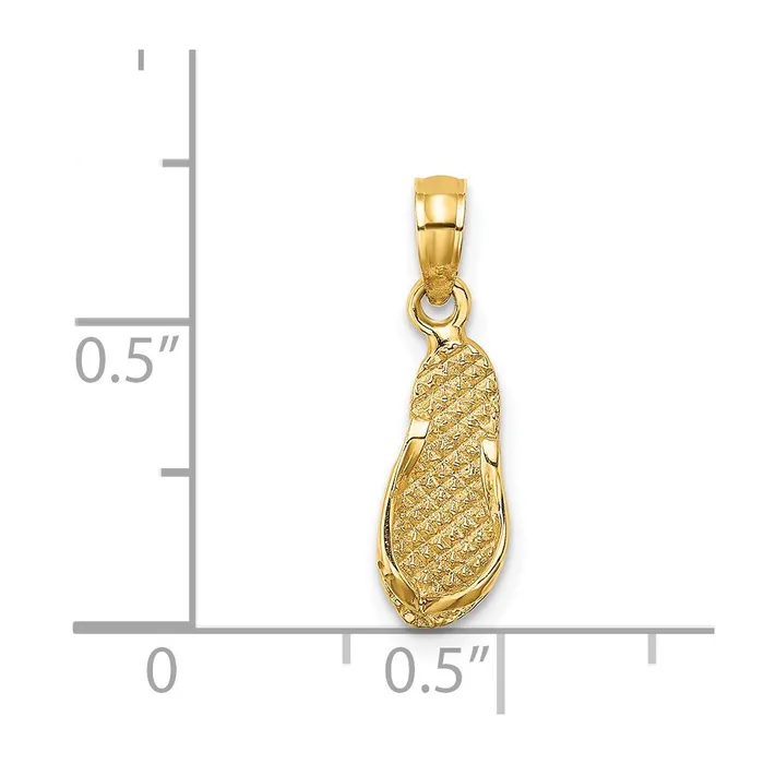 Charm Necklaces 14k Yellow Gold 56 mm 3D KEY WEST Flip Flop Charm 072 grams Qgold Charm Necklaces 14k Yellow Gold 56 mm 3D KEY WEST Flip Flop Charm 072 grams Qgold