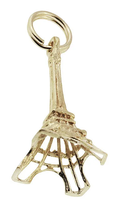 Charm Necklaces Antique Jewelry Mall Vintage 14K Gold Eiffel Tower Charm