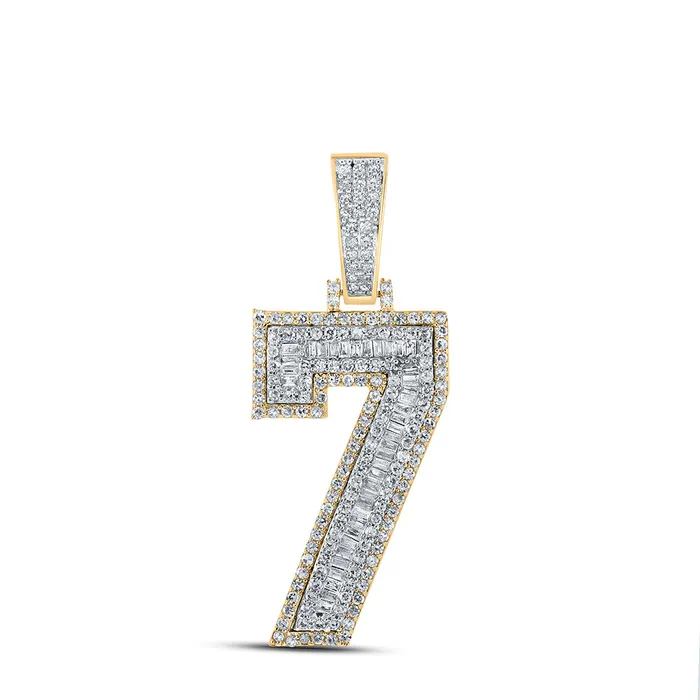 Charm Necklaces Gold Number 7 Charm Pendant 113 Cttw Baguette Natural Diamond Mens 644 grams GND Charm Necklaces Gold Number 7 Charm Pendant 113 Cttw Baguette Natural Diamond Mens 644 grams GND