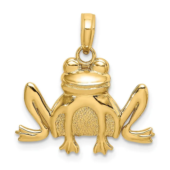 Charm Necklaces Qgold 10k Yellow Gold 2085 mm Textured Sitting Frog Charm 111 grams Charm Necklaces Qgold 10k Yellow Gold 2085 mm Textured Sitting Frog Charm 111 grams